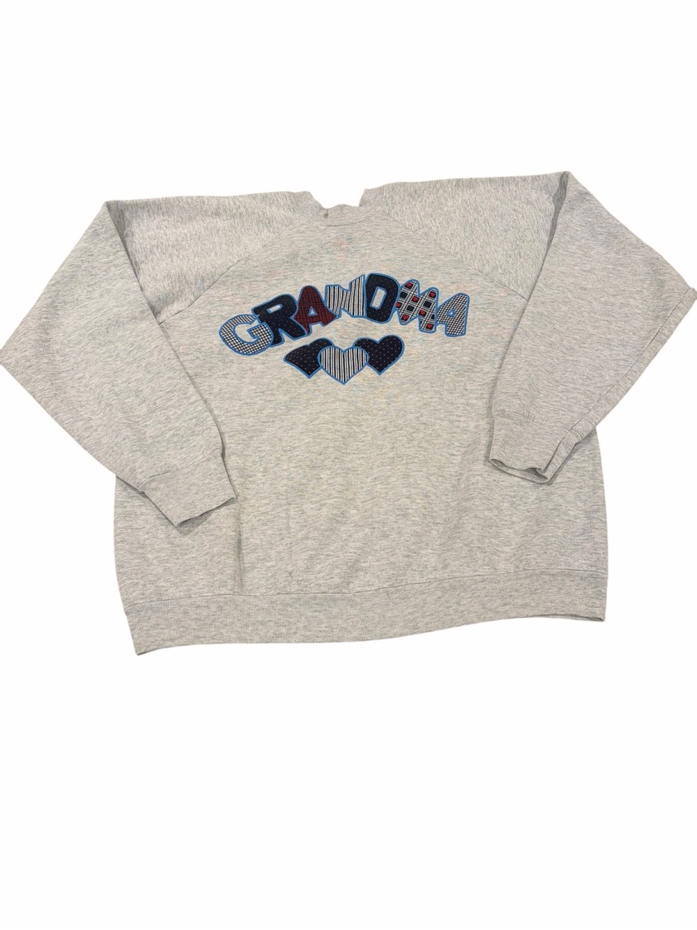 Vintage‎ Fruit Of The Loom Grandma Sweatshirt USA Gray Quilt Style XL